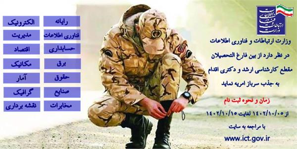فراخوان جذب نیروی امریه سربازی در وزارت ارتباطات و فناوری اطلاعات در سال 1402